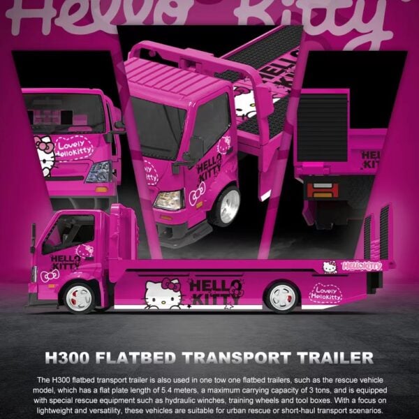 Cool Car 1:64 H300 Flatbed Tow Truck HELLO KITTY Deep Pink