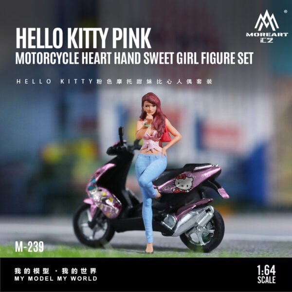 MoreArt 1:64 Hello Kitty Pink Motorcycle with Cute Girl Figure Set