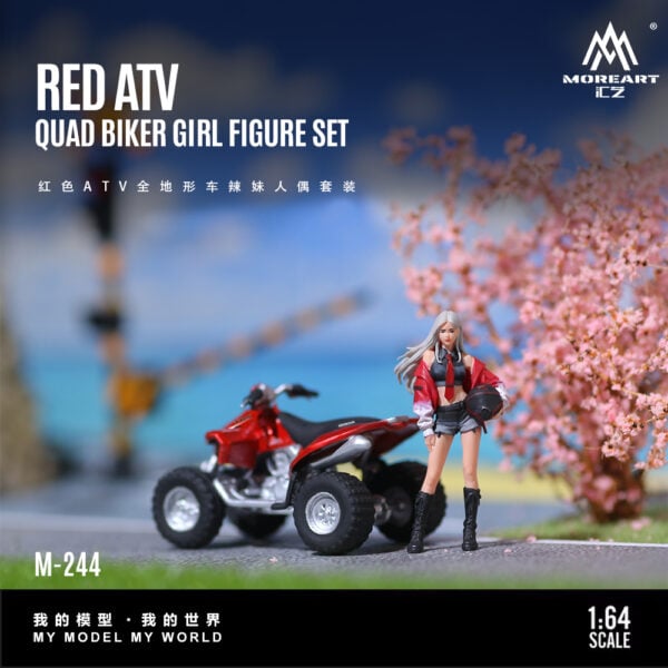 MoreArt 1:64 Red ATV All-Terrain Vehicle with Hot Girl Figure Set