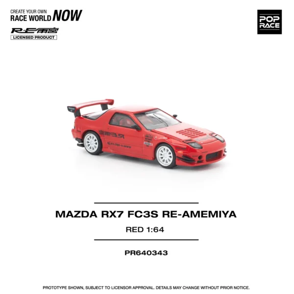 PopRace 1:64 Mazda RX7 FC3S RE-AMEMIYA Red