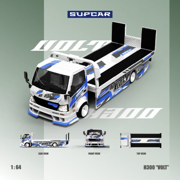 Supcar 1:64 H300 Flatbed Transporter ADVAN "VOLT" Blue & White Livery