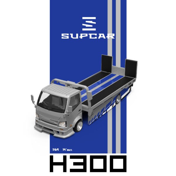 Supcar 1:64 H300 Flatbed Transporter Silver & Blue Stripe Livery
