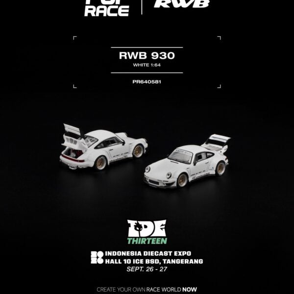 (Pre-Order) PopRace 1:64  RWB 930, White  - Indonesia Diecast Expo Exclusive