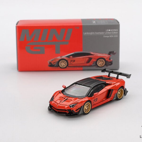 Mini GT 1:64 LB WORKS Lamborghini Aventador Orange MDX 2025, Box Packaging