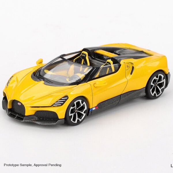 MiniGT 1:64 Bugatti W16 Mistral Yellow, Box Packaging