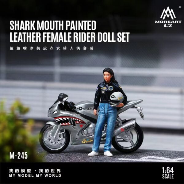 MoreArt 1:64 Shark Mouth Livery Lady Rider Leather Suit Figure Set
