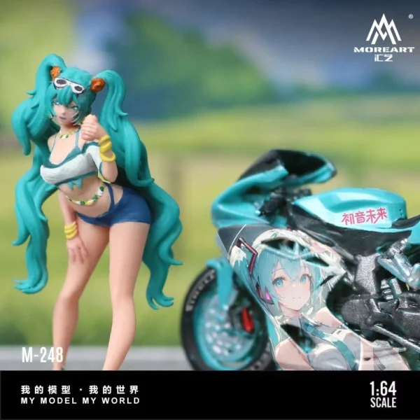 MoreArt 1:64 Hatsune Miku Decal Motorcycle Figure Set - Resin