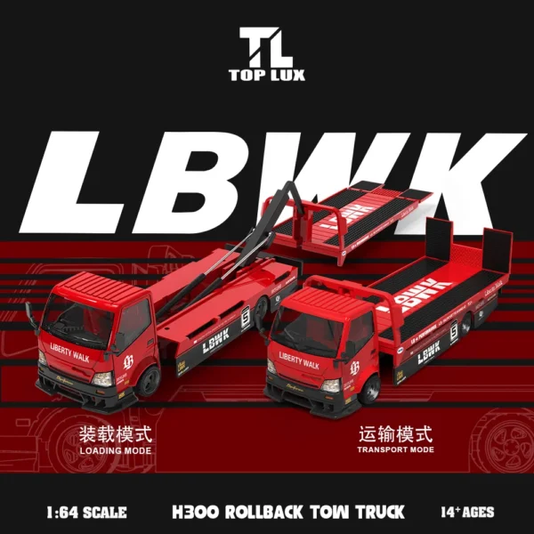 Top Lux TL 1:64 H300 Tow Truck Super Silhouette No.5 Red-Black Livery