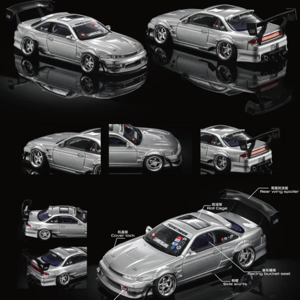 Mortal Model 1:64 Silvia S14  V1 Cambergang 1.0, Silver