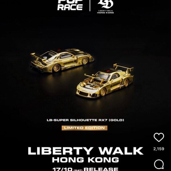 (Pre-Order) PopRace 1:64 LB Super Silhouette RX7 Gold. Hong Kong Store Exclusive Release