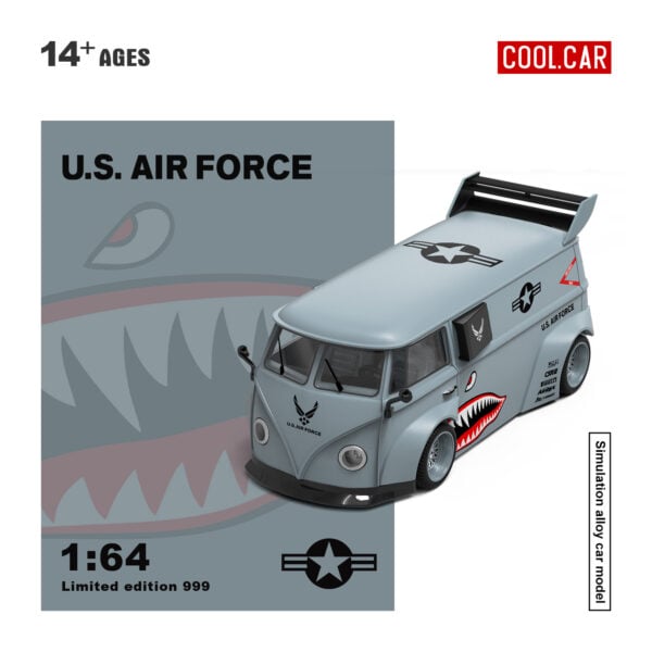 CC 1:64 Volkswagen T1 Grey Shark Mouth Painted Simulation Alloy Car Model