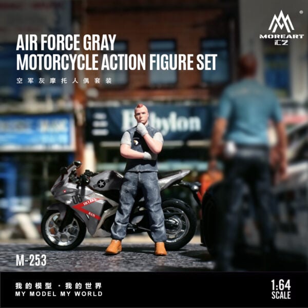 MoreArt 1:64 Air Force Gray Motorcycle Action Figure Set