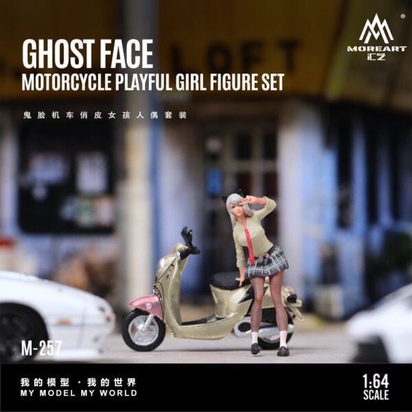 MoreArt 1:64 Ghost Face Motorcyclle Playful Girl Figure Set