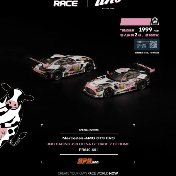 (Pre-Order) UNORACING x Pop Race 1:64 Mercedes - AMG GT3 EVO  #98 Chrome,  MUMU APAxpo Foshan 2026 Exclusive