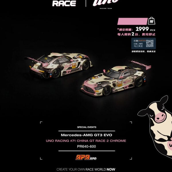 (Pre-Order) UNORACING x Pop Race 1:64 Mercedes-AMG GT3 EVO #71 Chrome,  MOMO APAxpo Foshan 2026 Exclusive