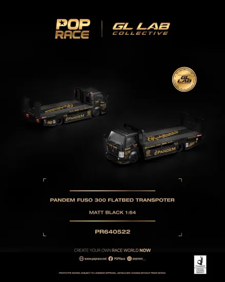 (Pre-Order) PopRace 1:64 Pandem Fuso 300 Flatbed Trasporter  Indonesia Modification Expo 2026 Exclusive.