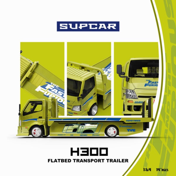 SC 1:64 H300 Flatbed Transport Trailer – Fast & Furious, Lime Yellow