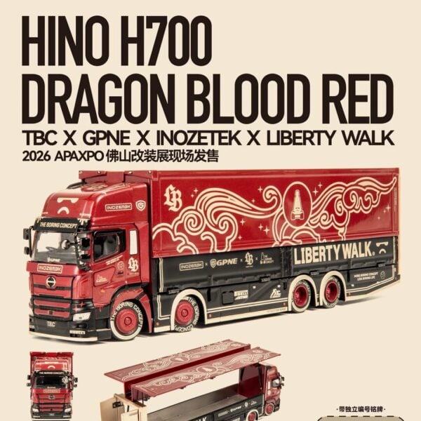 (Pre-Order) TBC x GCD 1:64 Hino H700 Dragon Blood Red  APAxpo Foshan 2026 Exclusive