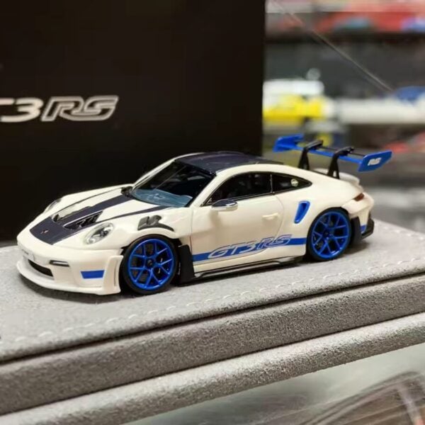 Timothy & Pierre TP 1:64 Porsche 911 992 GT3 RS Resin Model - White / Blue Carbon