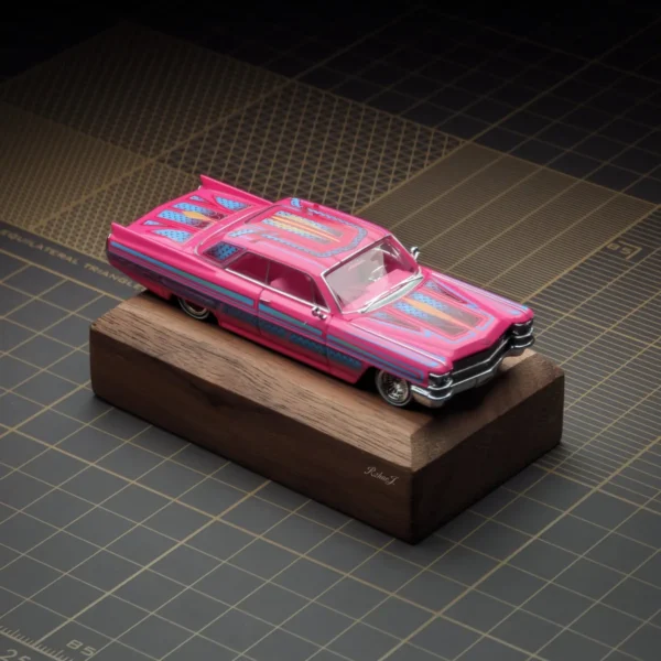 97M 1:64 1964 Cadillac Coupe DeVille Lowrider Metallic pink with graphics