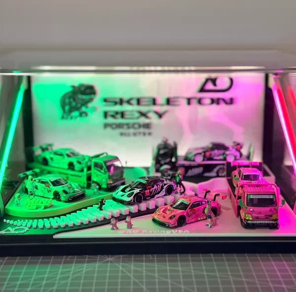 Pablo’s Diecast Garage Exclusives - AO Racing Display with LED lights for 1:64 cars. SPECIAL ORDER! READ DESCRIPTION!